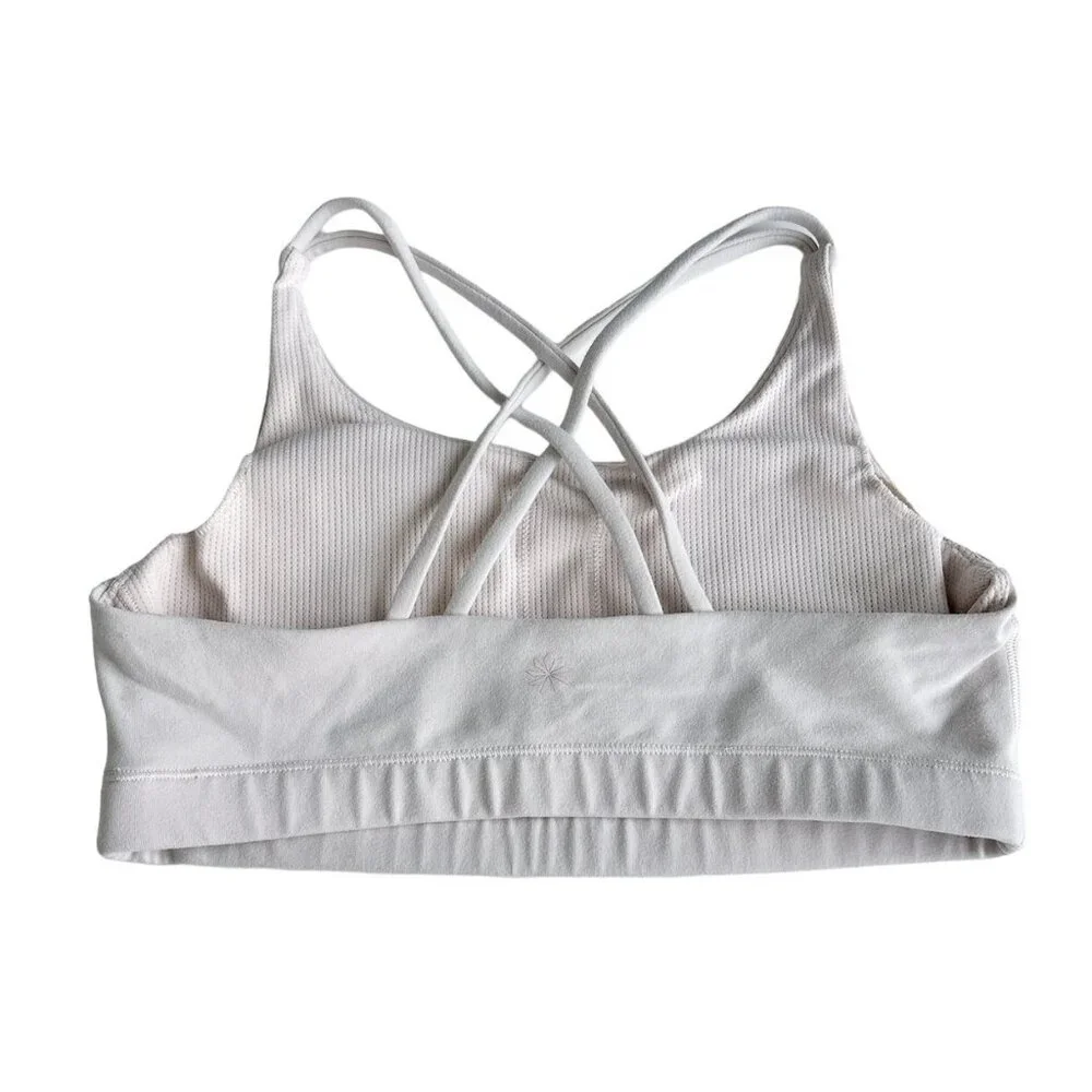 Athleta Girl Strappy Back Sports Bra Size 14 White Yoga Gym Activewear - Picture 5 of 5